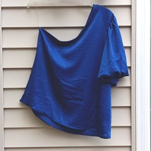 TYCHE Washed Satin Crepe one Bubble Sleeve Top,size M